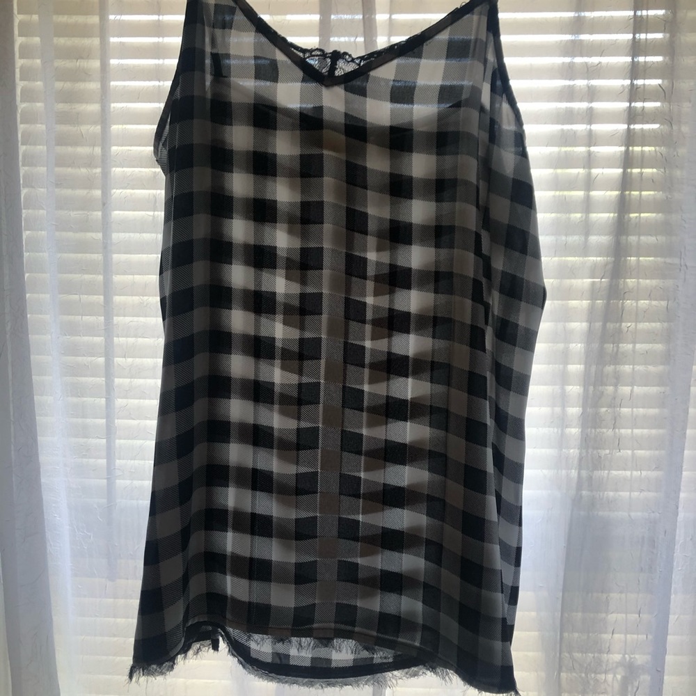 Plaid sheer blouse